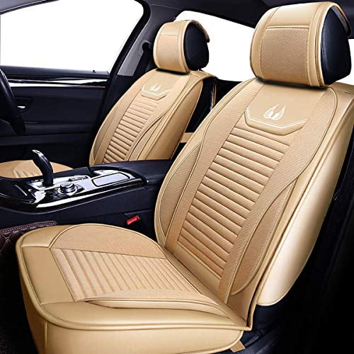 OASIS AUTO Car Seat Covers Premium Waterproof Faux Leather Cushion  Universal Accessories Fit SUV Truck Sedan Automotive Vehicle Auto Interior