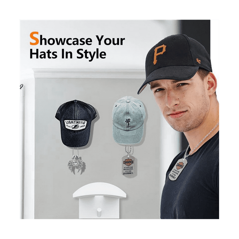 Hat Hooks, Adhesive Hat Rack for Wall,Easy to Install,Multi-Functional Hat  Organizer, Easy to Use,No Drilling Hat Holder 