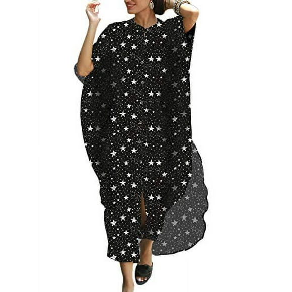 Bsubseach Couvre-Maillots pour Femmes Étoile pour Maillots de Bain Grande Taille Robes Caftan à Boutons