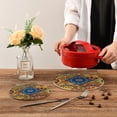 thumbnail image 6 of SKYSONIC Boho Colorful Flower Pot Holders Trivets, 2 Pcs Heat Resistant Trivets,Fantasy Floral Cotton Thread Weave Mats for Hot Pads Pans Pot Bowl Teapot for Kitchen Decor, 6 of 7