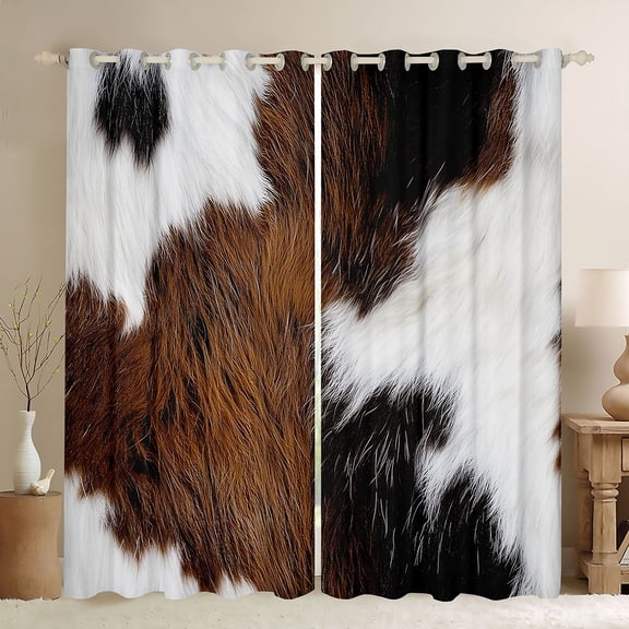 Erosebridal Teens Abstract Cow Print Black Out Curtains,Farm Animal Curtains Pack of 2 (42x63 Each) For Boys Girls