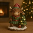 thumbnail image 6 of hengsof Cute Glowing Upland Cow Christmas Ornament Decorative Figurine for Home Courtyards Living Room Festive Perfect for Christmas, 6 of 8