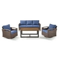 thumbnail image 2 of Opohoro 4-Piece Outdoor Conversation Set with Deep Seet Patio Sofa, Coffee Table and Swivel Rocking Chairs, Blue, 2 of 11