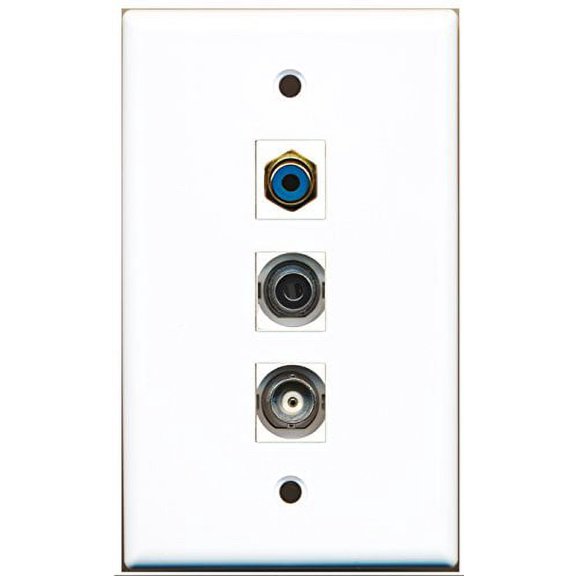 RiteAV - 1 Port RCA Blue and 1 Port 3.5mm and 1 Port BNC Wall Plate