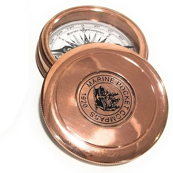 NauticalMart Vintage Nautical Brass Compass 3" Robert Frost Poem Engraved Antique Compass (Marine Brass Compass)