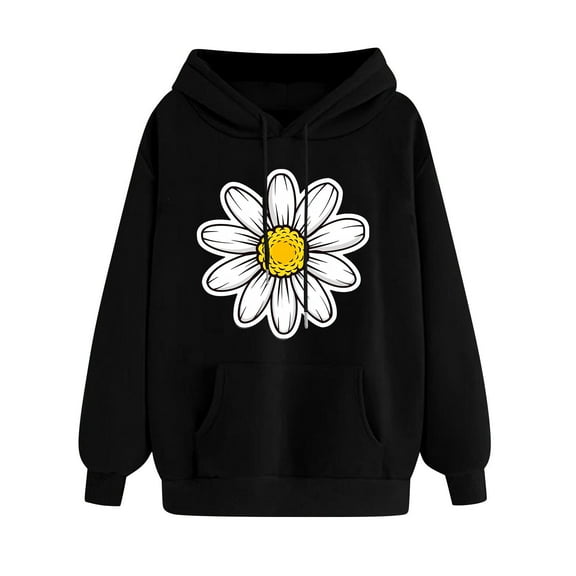 Women Long Sleeves Hooded Sweatshirt Fashion Casual Drawstring Cute Printing Hoodies