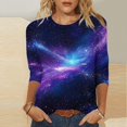 thumbnail image 2 of CYMMPU Flower Printed 3/4 Sleeve Summer Fashion Shirts Tunic Tops Boho Blouses for Women Dressy Casual Loose Fit Spring Tops Round Neck Lightweight Basic T-Shirts S, 2 of 5