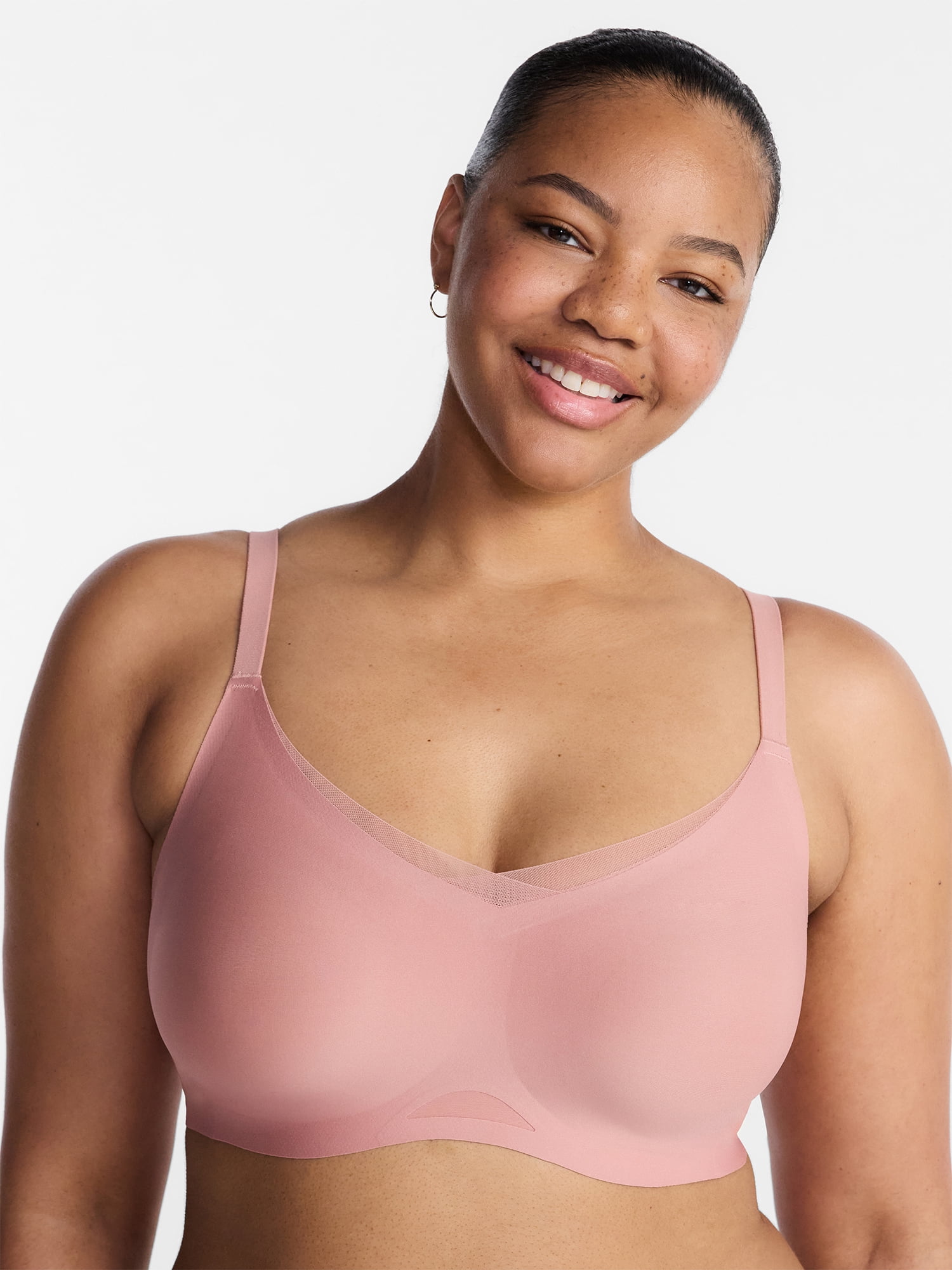 Joyspun Women’s Wireless Bonded Bra with Mesh Inserts, Sizes XS-XXXL
