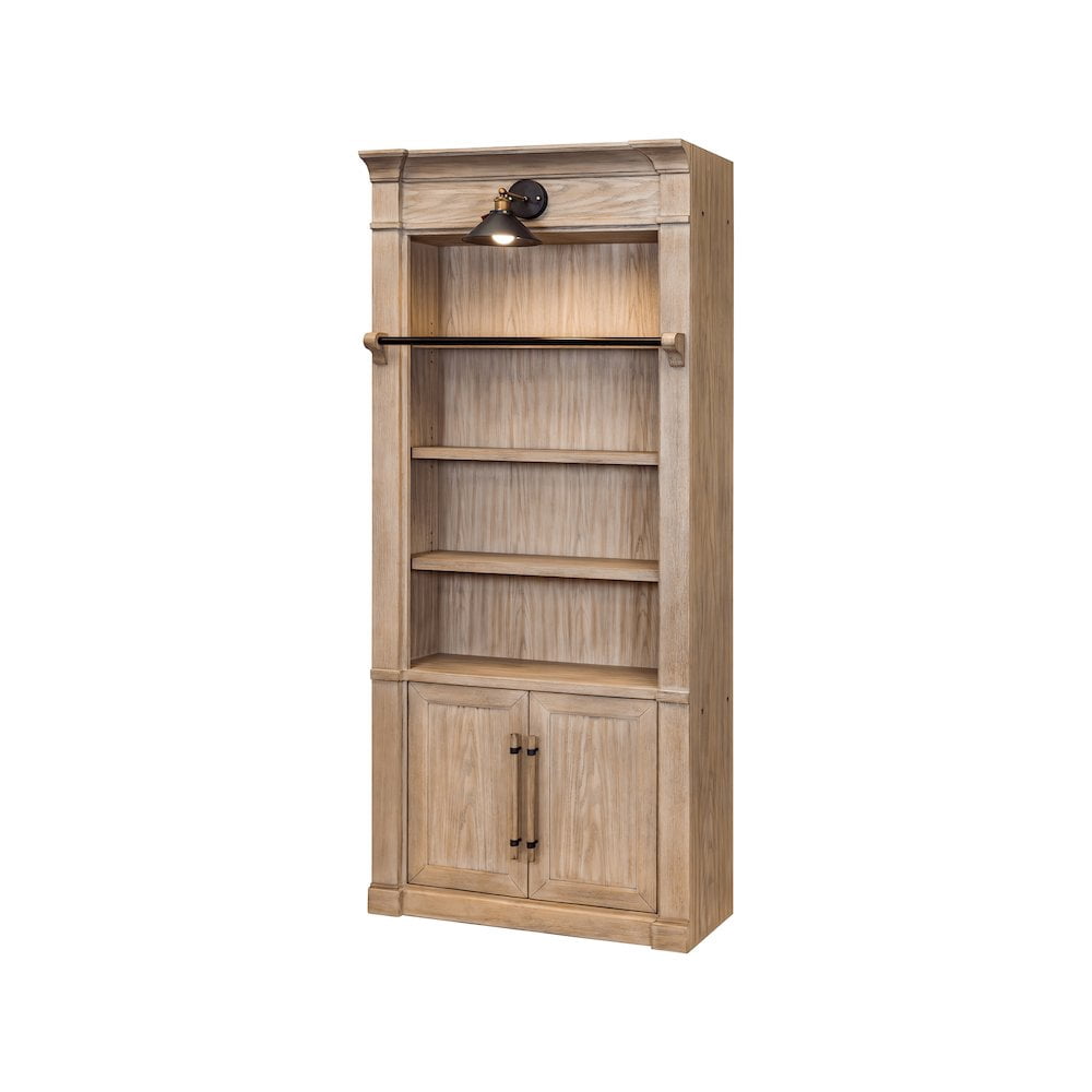Two 8' Tall Bookcase Wall With Ladder Brown