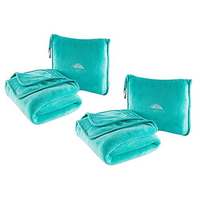 Tít. prod.: Manta Viaje Suave BlueHills 2-Pack, Almohada-Manta Avión Dos Pers. Bolsa c/ Funda, Cinta Equip. Mano y Clip Moch., Mantas Grandes y Compactas Viajar (Verde Teal T012)
