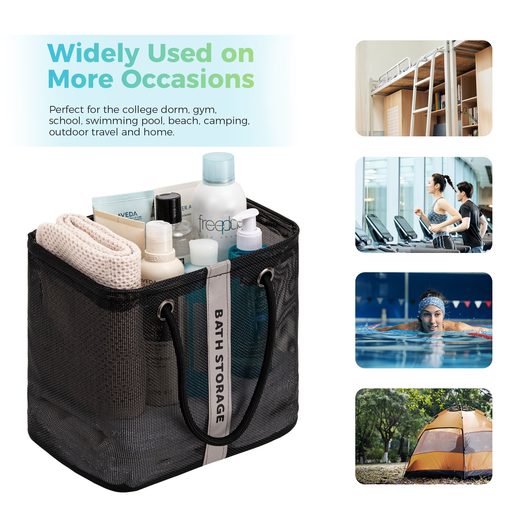 Siaomo Mesh Shower Caddy, Bathroom Caddy, Portable Shower Basket Bag for College Dorm Bathroom Gym C(图4)