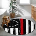 thumbnail image 4 of Independence Day Round Living Room Rugs 4 ft, Watercolor U. S. Flag Metal Stars Red White Stripes Area Rug with Non-Slip Sturdy Edge Binding Round Carpet for Entryway Kitchen Bedroom Bathroom, 4 of 9