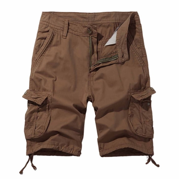 Eryao Mens Petite Shorts Lightweight Stretch Outdoor Cargo Shorts with Multi Pockets Casual Knee Length Hiking Travel Shorts,Brown,XS