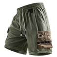 thumbnail image 4 of Cmfcve Plus Size Summer Casual Work Shorts for Men Elastic Waistband Drawstring Lightweight Color Block Shorts with Pockets, 4 of 5