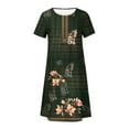 thumbnail image 5 of Dyegold Womens Sundresses Summer Casual Boho Pleated Knee Length Swing Aline Midi Party Beach Dress Floral Print Short Sleeve Sun dresses for Women Plus Crewneck Dresses Vacation, 5 of 5