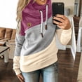 thumbnail image 2 of Sudadera con capucha para mujer, estilo informal, con cuello vuelto, manga larga, con bloques de color, suéteres, tops de otoño, 2 of 5