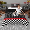 thumbnail image 2 of Erosebridal Racing Flag Twin Comforter Sets for Kids Boys, Monogrammed B Bedding Set, Black Reversible 2 Pieces, 1 Comforter and 1 Pillowcase, 2 of 6