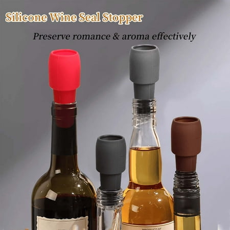TOPUUTP Tapones de silicona para botellas de vino, tapón de vino tinto con doble sellado, paquete de 4, liquidación de temporada, multicolor