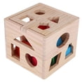 thumbnail image 1 of Juguete educativo geométrico, bloques de construcción de madera con 13 agujeros para bebés, juguete de construcción geométrico muy recomendado, 1 of 11