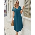 thumbnail image 3 of Oudiya 3 Pack Long Nightgowns for Women House Dress Short Sleeve Plus Size V Neck Nightshirt, M-5XL, 3 of 8