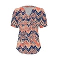 thumbnail image 4 of Womens Shirts Summer V Neck Tops Puff Short Sleeve T Shirt Pleated Floral Printed Tunic Blouse Shirts Womens Tops, 4 of 7