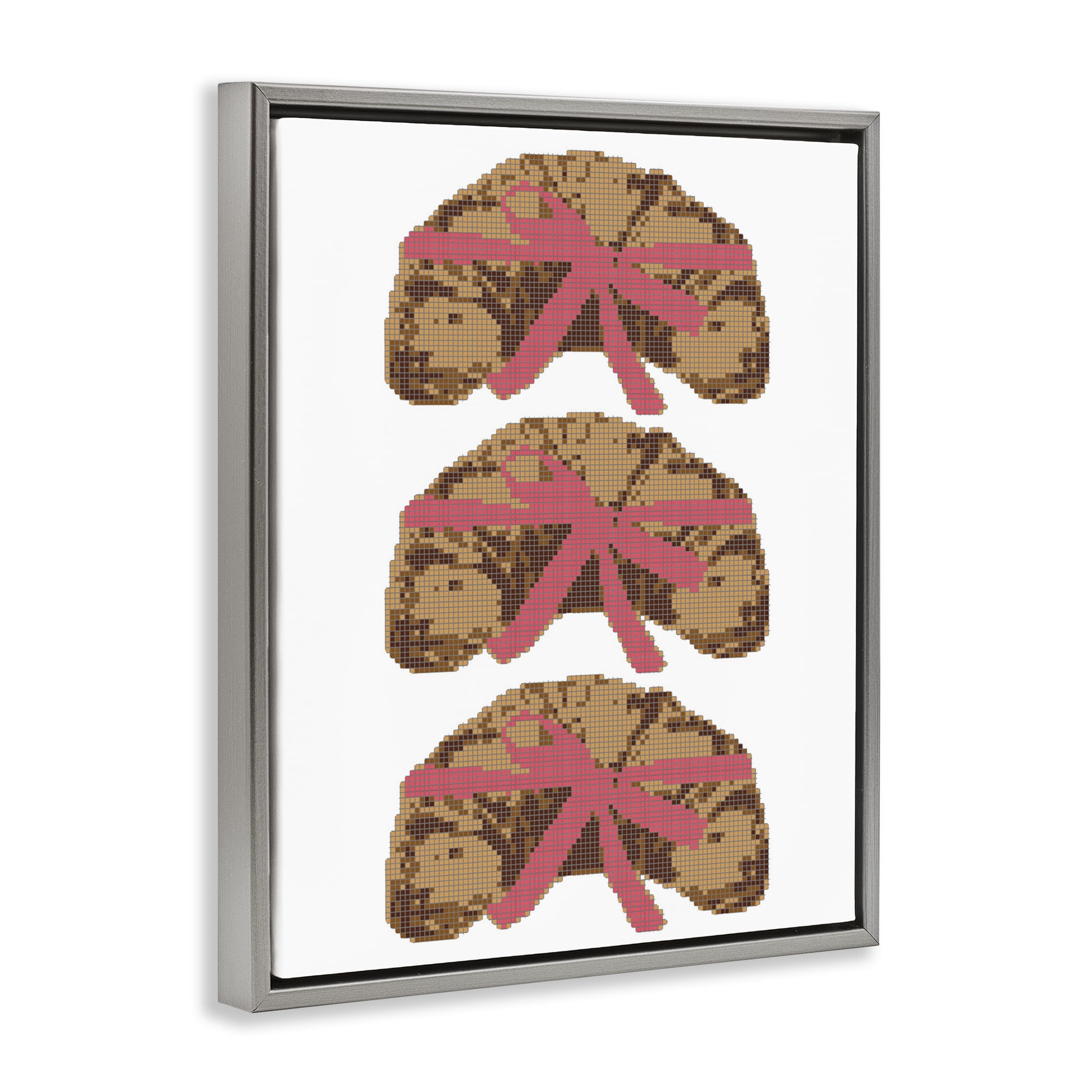 Stupell Industries Trio of Ribbon Croissants Gray Framed Floater Canvas Wall Art, design by Lil' Rue