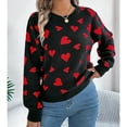 thumbnail image 2 of Sentmoon Chandail pour Femmes à Col Rond à Manches Longues Motif Cœur Chemisiers de Travail pour Femmes Grande Taille Chaud Ample Vêtements pour Femmes Mode Automne et Hiver pour Invitée de Mariage Chandail m, 2 of 9