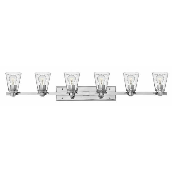 6 Light Bathroom Vanity in Traditional-Coastal Style 48 inches Wide By 8 inches High-Chrome Finish-Clear Seedy Glass Color Bailey Street Home