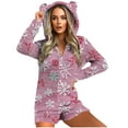thumbnail image 2 of LEKWK Christmas Fleece Jumpsuits for Women One Piece Long Sleeve Cute Teddy Bear Rompers Matching Santa Xmas Pajamas Sleepwear Hooded Zip Up Jumpers Holiday Funny Clothes, 2 of 7