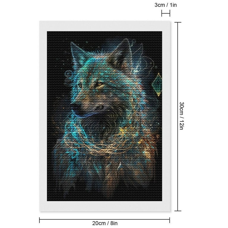 MEIYUDA Native Indian Wolf Diamond Painting Kit – 12x12 Inch Full Drill, Round Diamonds, DIY Art For Beginners, Home Wall Decor