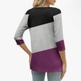 thumbnail image 3 of HongQid Women's 3/4 Length Sleeve Tops Crew Neck Blouses Shirts Dressy Casual Button Down Summer T Shirts, 3 of 5