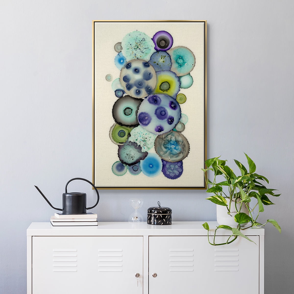 Geodes II Framed Premium Gallery Wrapped Canvas - Ready to Hang - 25 x 37 - Gold Floating Frame