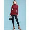 thumbnail image 5 of Made by Johnny Women's Long Sleeve Rib Turtleneck Top Pullover Sweater M WINE, 5 of 6