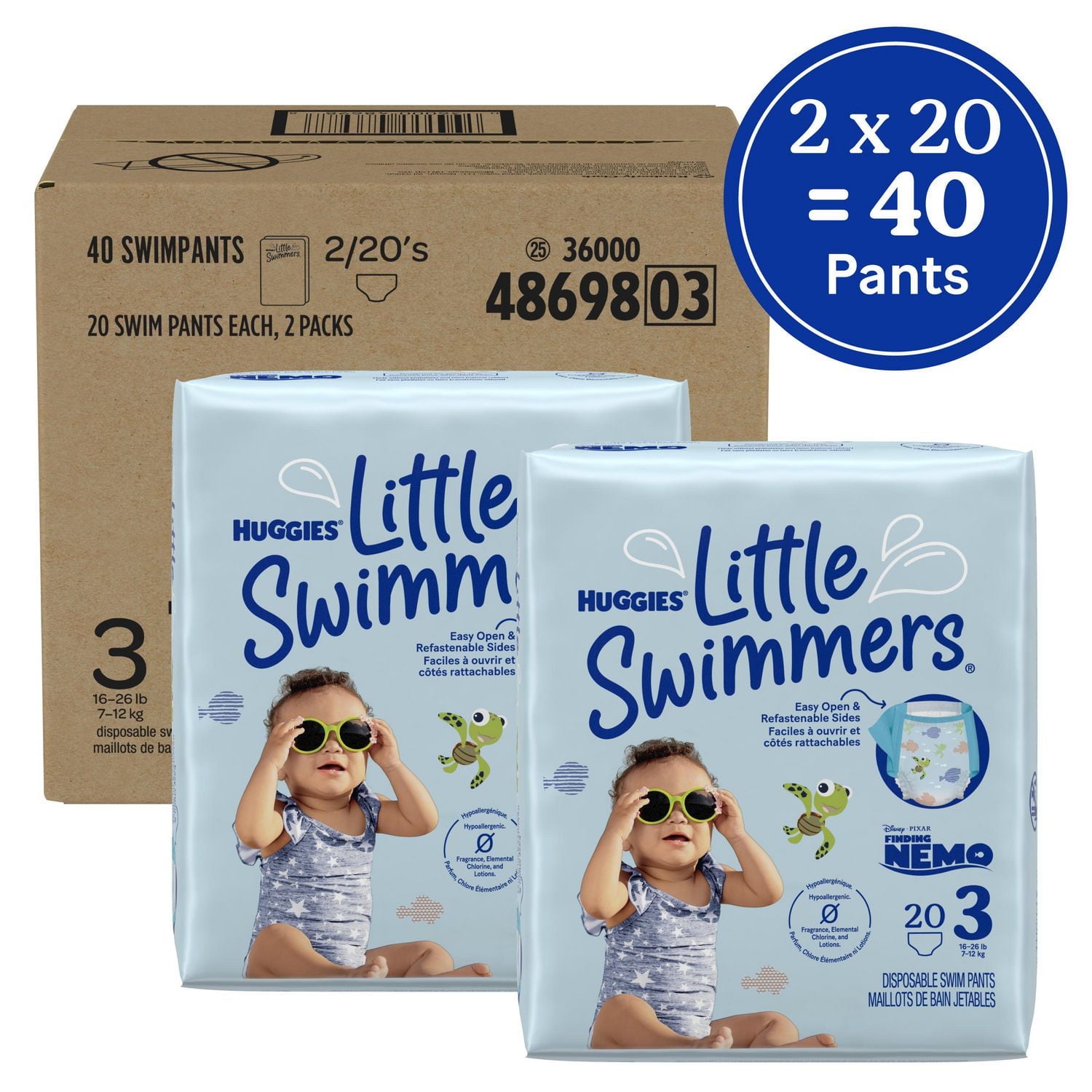 Huggies Little Swimmers Disposable Swim Diapers Ecom, Size 3-6, 40-34 Count