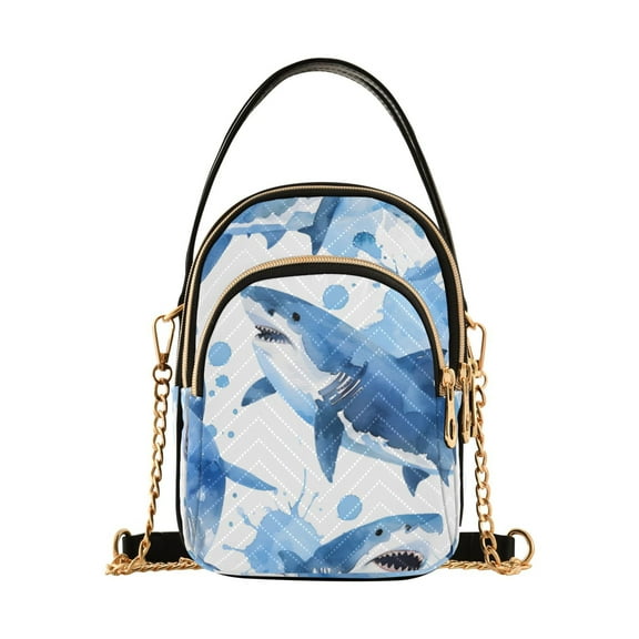 joogoo Women Shark Blue Chain Crossbody Bags Shoulder Handbag Phone Purse