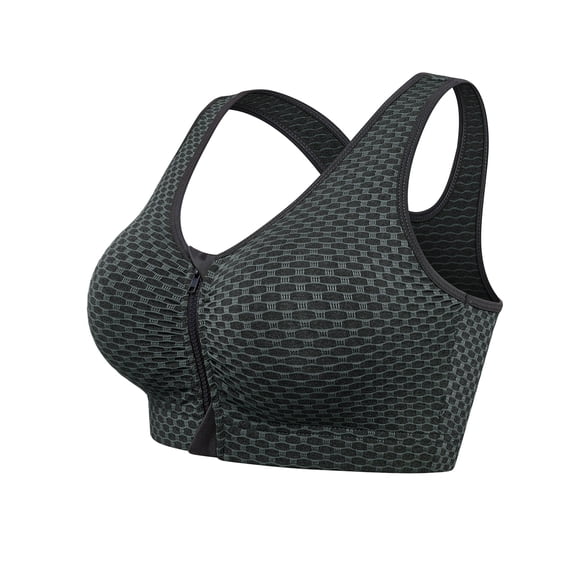 Tinglu Women Bras with Removable Pads Comfort Front Zipper Sports Bras Fitness Wireless Yoga Bra