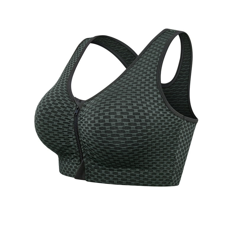 Tinglu Women Bras with Removable Pads Comfort Front Zipper Sports Bras  Fitness Wireless Yoga Bra