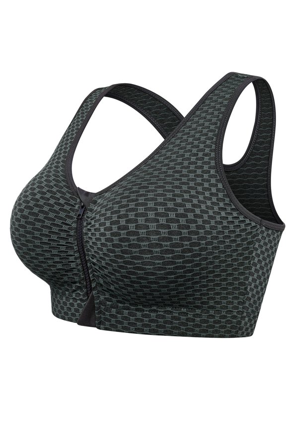 Women Bras with Removable Pads Comfort Front Zipper Sports Bras Fitness Wireless Yoga Bra