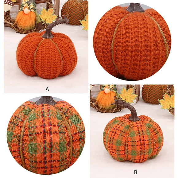 Xihbxyly Liquidación de Verano Suministros Decorativos para El Día de Acción de Gracias Tejido de Punto Relleno de Algodón Pp Accesorios de Decoración de Mesa con Forma de Calabaza
