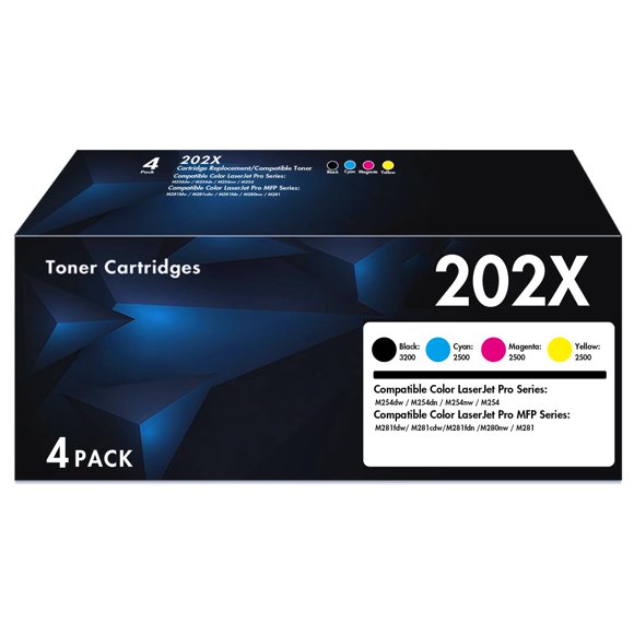 Cartuchos de tóner LINKMAY 202A de alto rendimiento, paquete de 4 unidades para HP 202X