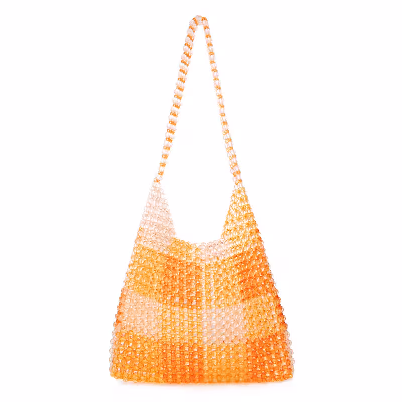 Orange, variant on Acrylic Beaded Colorful Shoulderbag Transparent Underarm Purse Beach Bag for Wedding Party