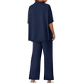thumbnail image 4 of Women 2 Piece Outfits 3/4 Batwing Sleeve Pullover Tops and Wide Leg Pants Casual Lounge Set, 4 of 6