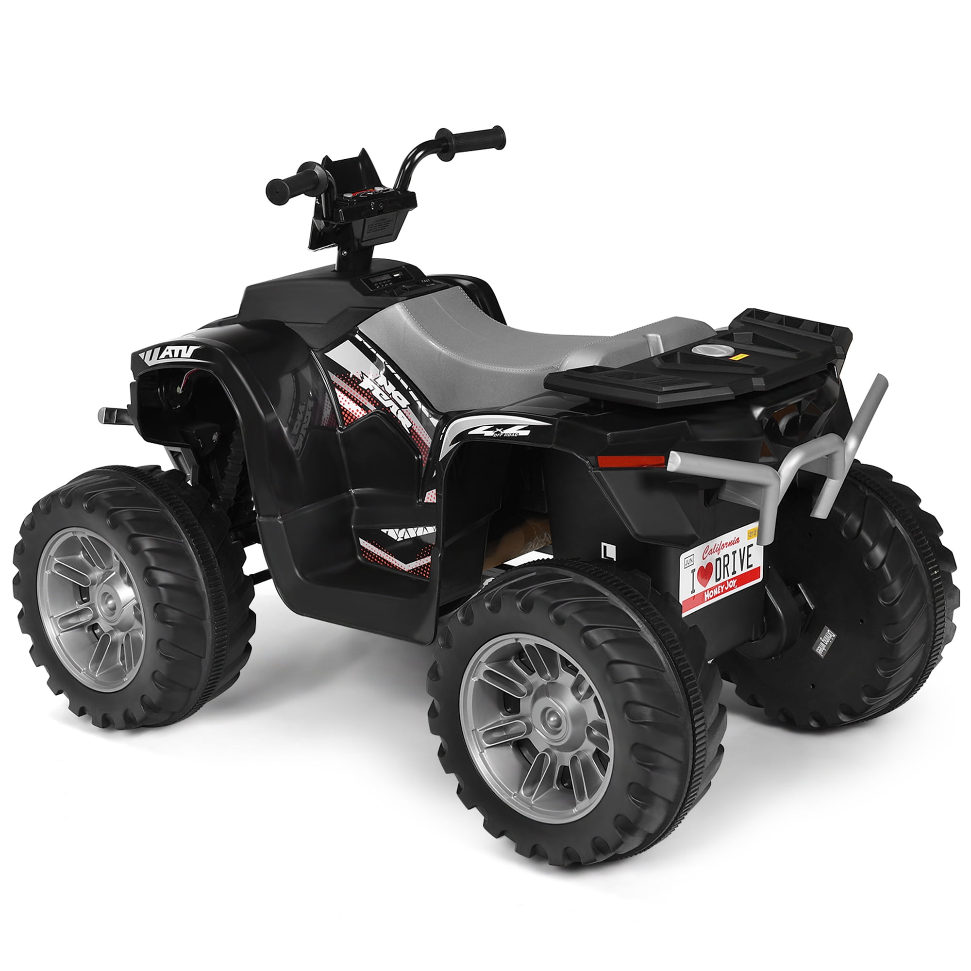 Gymax 12V Electric Kids Ride On Car ATV 4-Wheeler Quad w/ Music LED Light Black