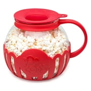 Ecolution Original Microwave Micro-Pop Popcorn Popper Borosilicate Glass, Dishwasher Safe, BPA Free, 3 Qt - Family Size, Red