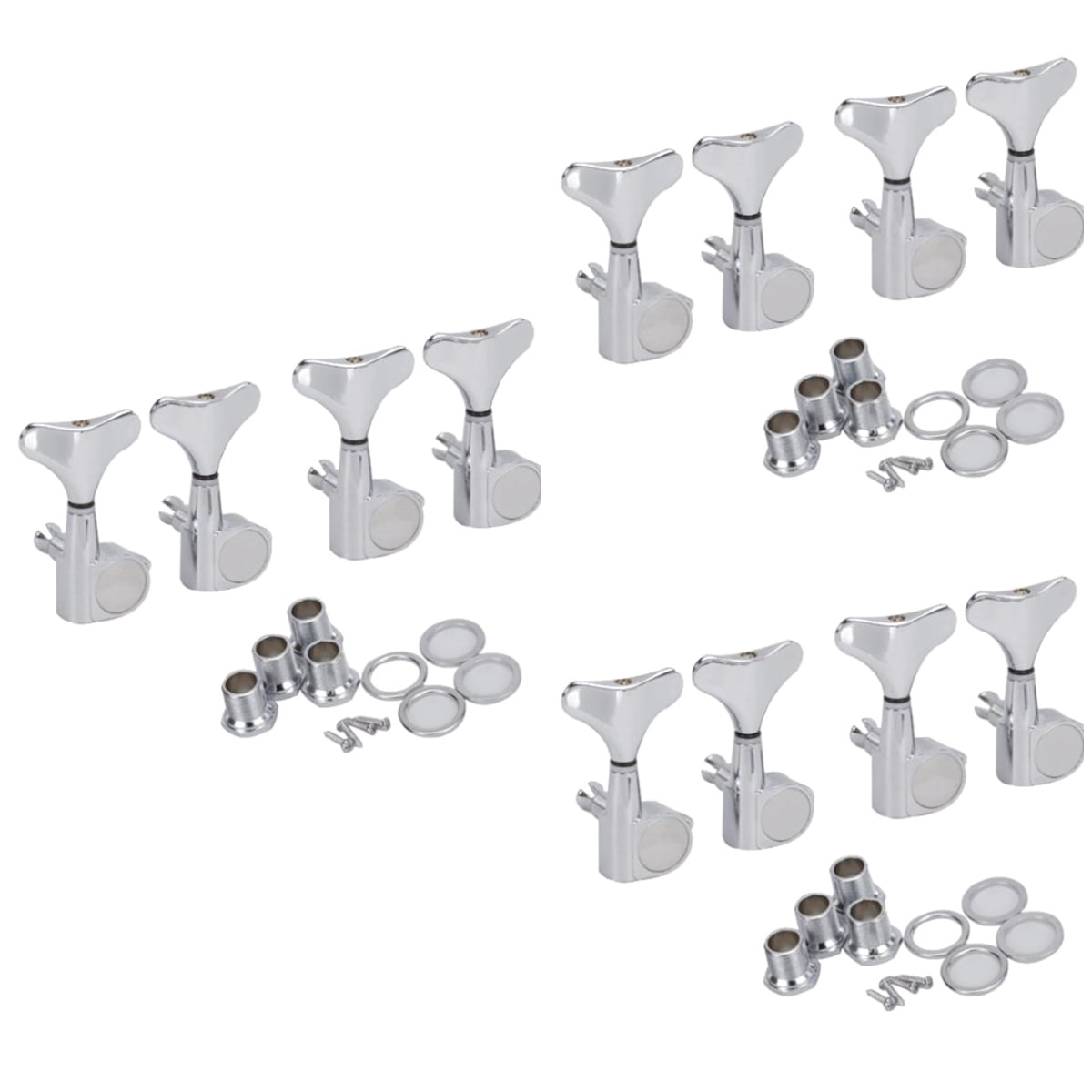 SKISUNO Bass Machine Heads 4r Silver Tuners Great Replacement for Old Pegs