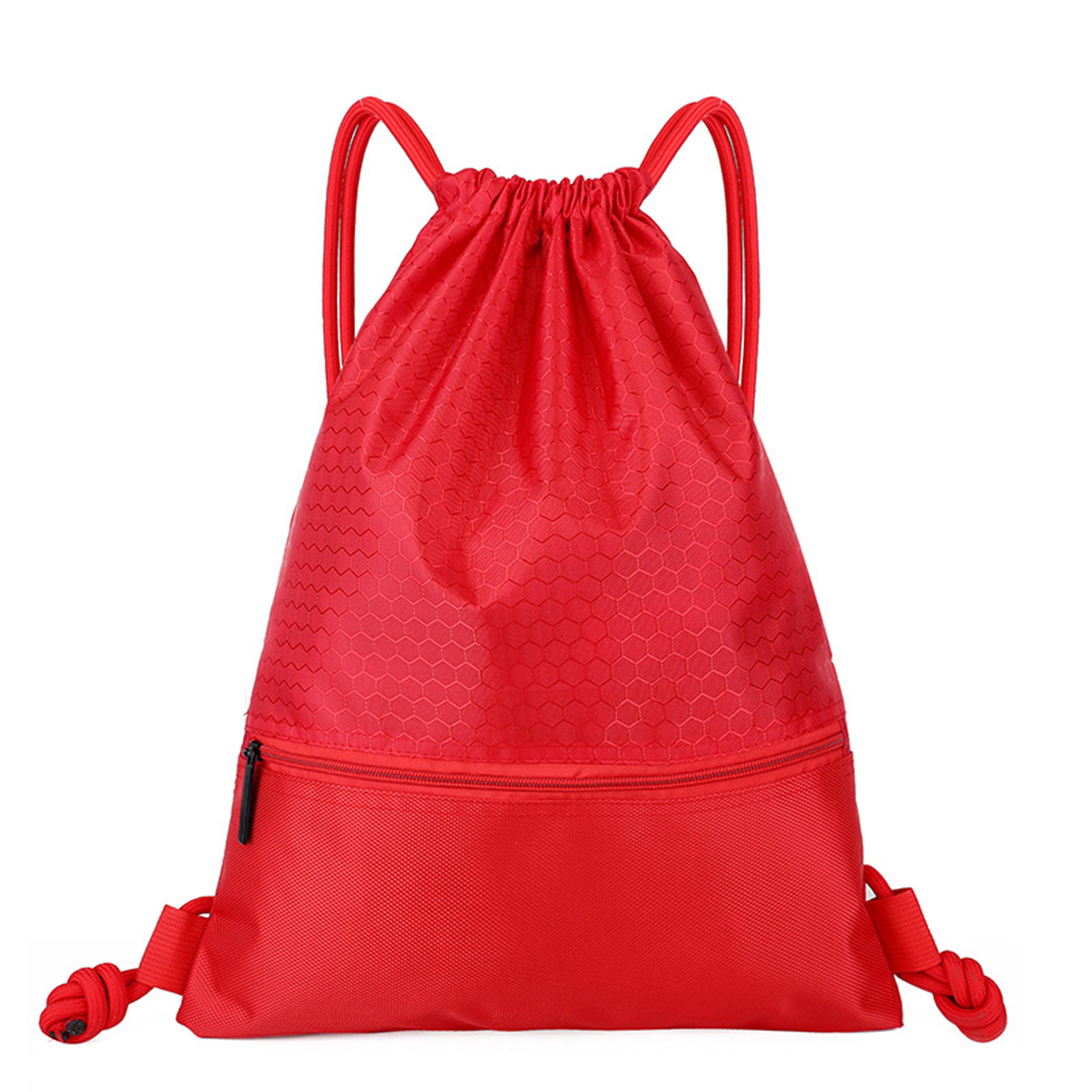 Yesbay Nylon Waterproof Zipper Drawstring Backpack Outdoor Sport Fitness Storage Bag,Red - image 2 of 7