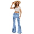 thumbnail image 7 of Bell Bottom Jeans for Women High Waisted Stretch Plaid Flare Jeans Denim Bootcut Pants(Blue Checkered,0), 7 of 7