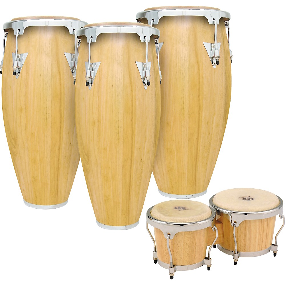 LP Classic II 3Piece Conga Set with Bongos Chrome Hardware Natural