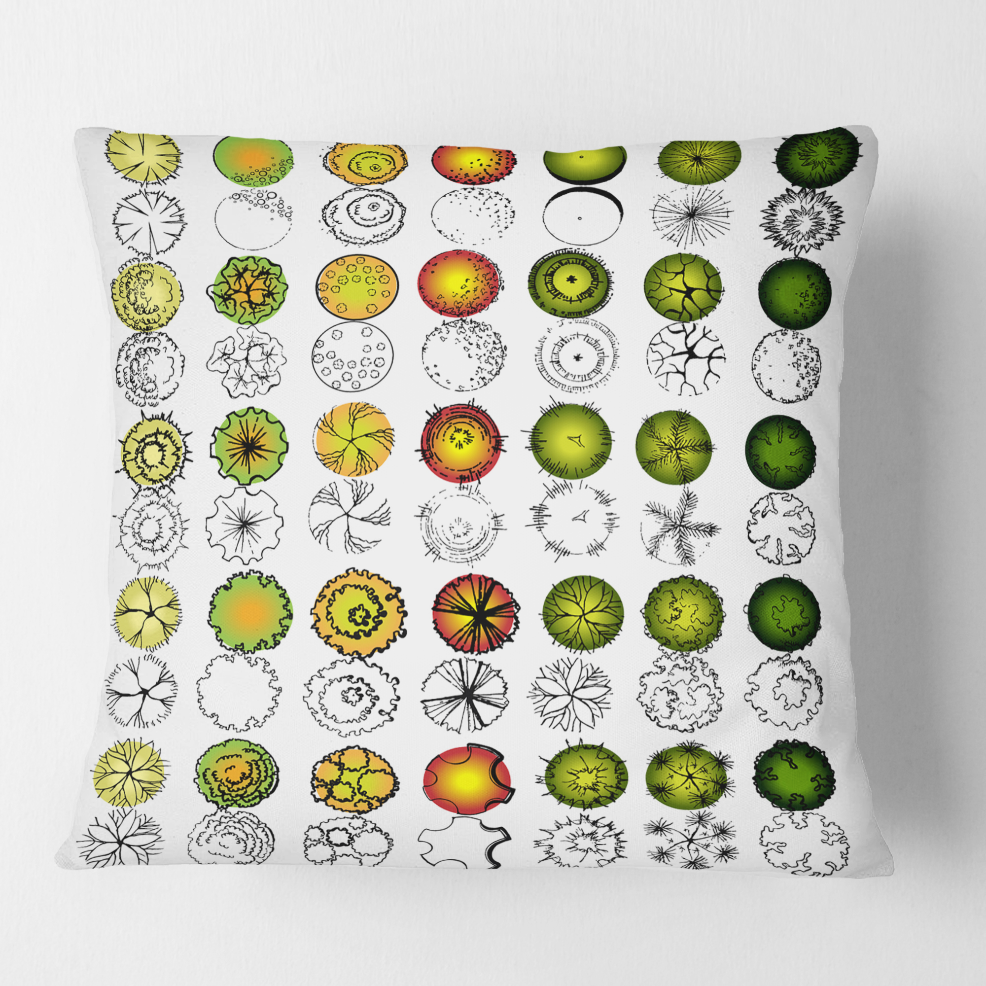 Designart Retro Tree Top Design' Mid-Century Modern Throw Pillow - 16x16