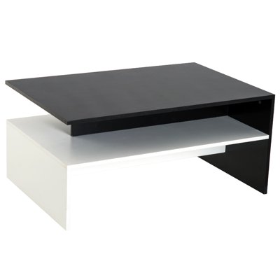 Buy Homcom 2 Tier Modern Rectangular Living Room Coffee Table Black White Online In Indonesia 776555768